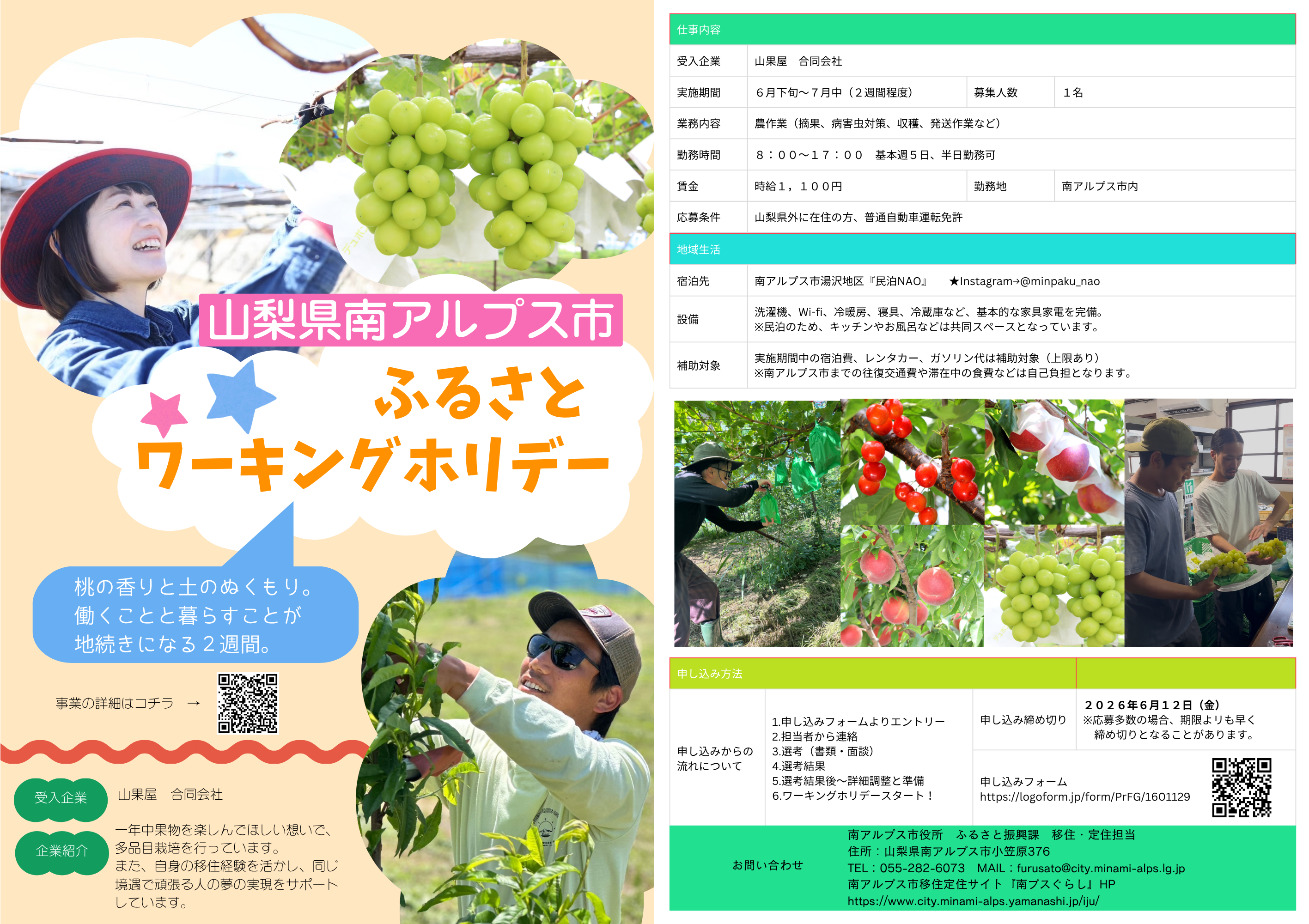 南アルプス市ふるさとワーキングホリデー『山果屋合同会社』チラシ.png