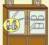 食器棚の扉を止める金具のイラスト