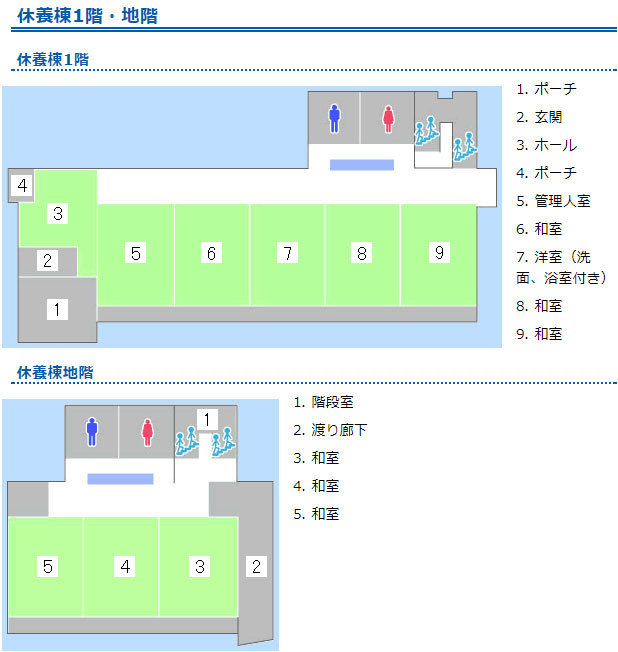 フロア案内（休養棟1階・地階）